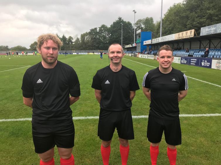 Match officials - Huw Jones with Bryn Jones and Cilan Thomas